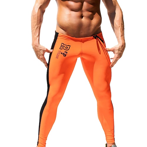 

Men's Joggers Sweatpants Patchwork Drawstring Bottoms Athletic Spandex Breathable Quick Dry Moisture Wicking Fitness Gym Workout Running Sportswear Activewear Color Block Green Orange