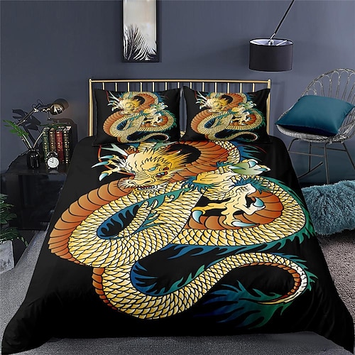 

Drachen-Bettbezug-Set, Steppbettwäsche-Sets, Bettbezug, Queen/King-Size/Twin/Single (1 Bettbezug, 1 oder 2 Kissenbezüge), 3D-Druck