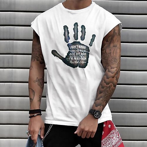 

Men's Unisex T shirt Hot Stamping Graphic Prints Hand Letter Crew Neck Street Daily Print Cap Sleeve Tops Casual Designer Big and Tall Sports White / Summer