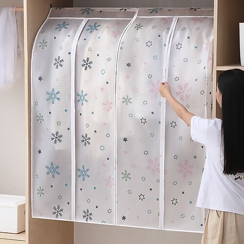 

2/5 Pieces 3D Zipper Dust Cover Clothes Storage Wardrobe Suit Bag Closet Hanger Clothes Cover Dust Bag Hanger Transparent Storage Bag Storage Box Wardrobe Clothes Hanging Dust Cover Washable