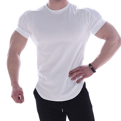

fitness tide mærke strømpebukser herre sports t-shirt hurtigtørrende tøj sommer løb rund hals basketball træning tøj elastiske korte ærmer