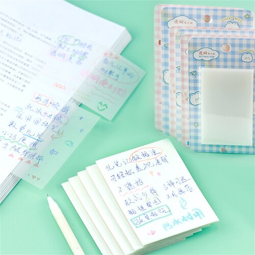 

5/10 pcs Transparent Sticky Notes 2.952.95 inch Transparent PET Translucent Self-adhesive Post It Notes for School Office Student