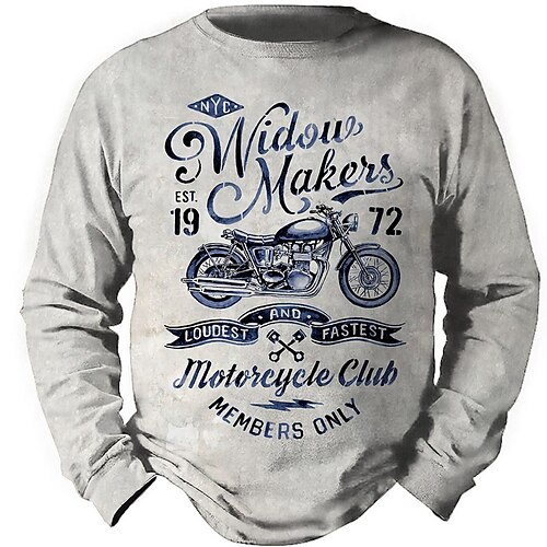 

Men's Unisex Sweatshirt Pullover Graphic Prints Motorcycle Letter Print Daily Sports 3D Print Casual Vintage Hoodies Sweatshirts Gray