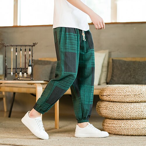 

Men's Folk Style Chinos Full Length Pants Casual Micro-elastic Rose Outdoor Mid Waist Green Yellow Coffee M L XL XXL 3XL