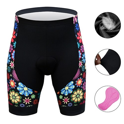 

21Grams Women's Bike Shorts Cycling Shorts Bike Padded Shorts / Chamois Mountain Bike MTB Road Bike Cycling Sports Floral Botanical 3D Pad Cycling Breathable Quick Dry Black Polyester Spandex