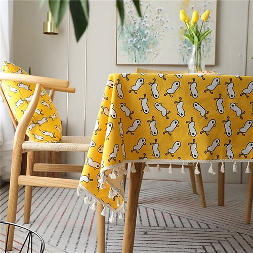 

Farmhouse Style Pastoral Tablecloth Cotton Linen Fabric Table Cloth,Washable Table Cover Dust-Proof Wrinkle Resistant for Restaurant, Picnic, Indoor and Outdoor Dining
