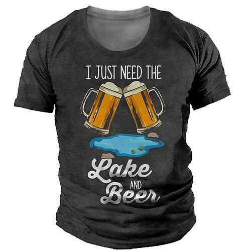

Men's Unisex T shirt 3D Print Graphic Wine Glass Letter Crew Neck Street Daily Print Short Sleeve Tops Casual Designer Big and Tall Sports Green Blue Black