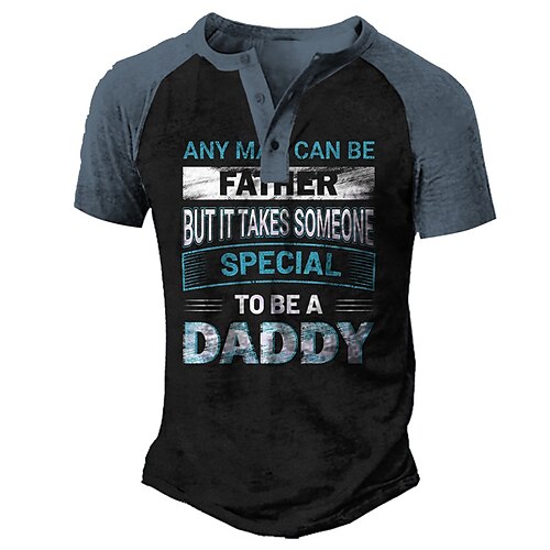 

Men's Henley Shirt Tee T shirt 3D Print Graphic Color Block Letter Plus Size Henley Daily Sports Patchwork Button-Down Short Sleeve Tops Basic Casual Classic Designer Black / Summer