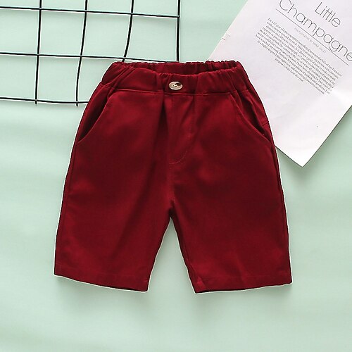

Kids Boys Shorts Red Solid Colored Summer Basic 3-6 Years