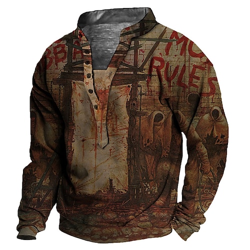 

Men's Unisex Sweatshirt Pullover Graphic Prints Graffiti Brick Walls Print Casual Daily Sports 3D Print Casual Designer Hoodies Sweatshirts Brown
