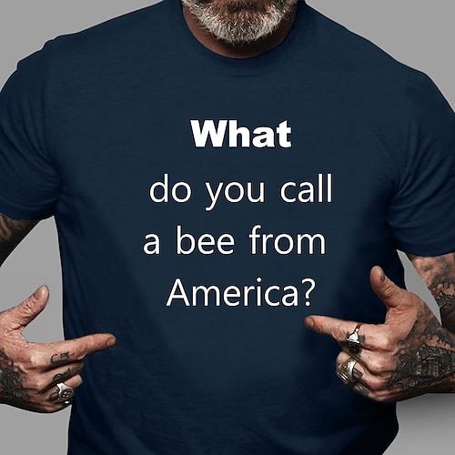 

Men's T shirt Hot Stamping Letter Round Neck Casual Daily Print Short Sleeve Tops Simple Basic Blue Black Gray