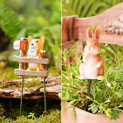 

Letterbox Puppy Gardening Flower /rabbit Gardening Flower Decorative Objects Resin Modern Contemporary for Home Decoration Gifts 1pc
