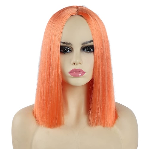 

parrucca bobparrucche corte senza frangia dritto 14 ritardante di fiamma arancione sintetico setoso soffice parrucche di capelli delle donne ragazza nera cosplay donne bianche bionde colorate ogni