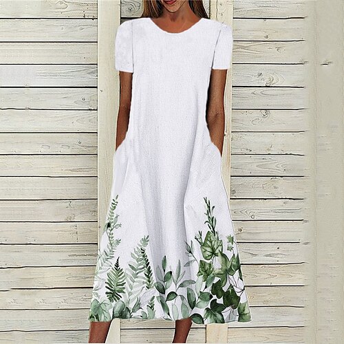 

Women's A Line Dress Midi Dress Green Short Sleeve Floral Pocket Print Spring Summer Round Neck Stylish Casual Modern 2022 S M L XL XXL 3XL