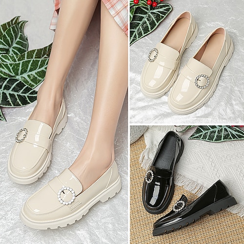 

Girls' Loafers Slip-Ons Casual PU School Shoes Big Kids(7years ) Daily Black Beige Fall Summer