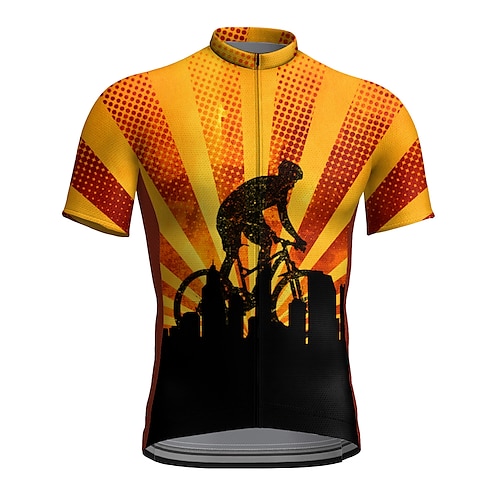 

21Grams Men's Cycling Jersey Short Sleeve Bike Top with 3 Rear Pockets Mountain Bike MTB Road Bike Cycling Breathable Quick Dry Moisture Wicking Reflective Strips Green Purple Yellow Graphic