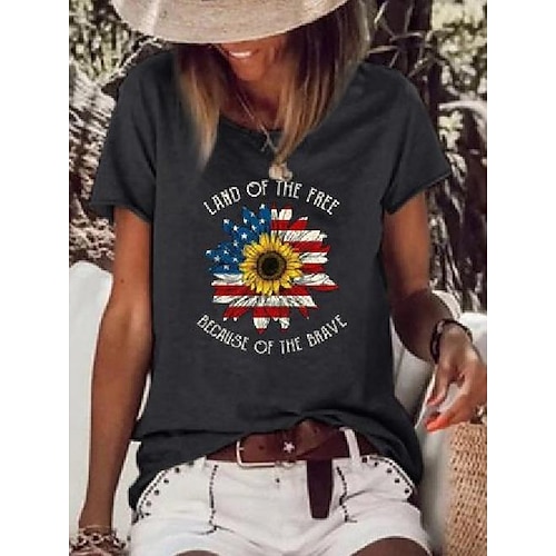 

Printed Crew Neck Short Sleeve Casual Shirts & Tops