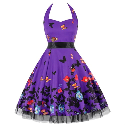 

Women's A Line Dress Short Mini Dress Blue White Purple Pink Sleeveless Floral Polka Dot Butterfly Lace up Mesh Print Spring Summer Halter Neck Stylish Casual 2022 S M L XL XXL 3XL