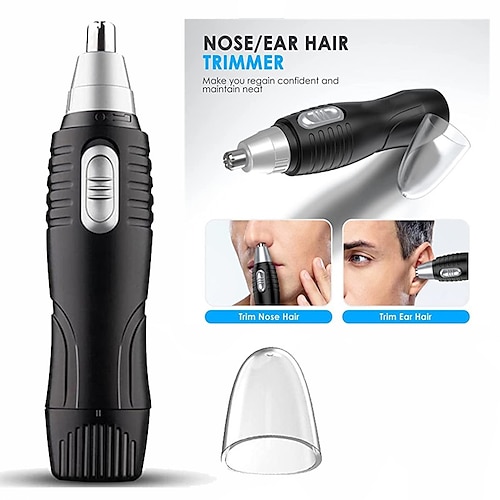 

Ear and Nose Hair Trimmer Clipper Professional Painless Eyebrow & Facial Hair Trimmer for Men Women Battery-Operated Trimmer Easy Cleansing Black