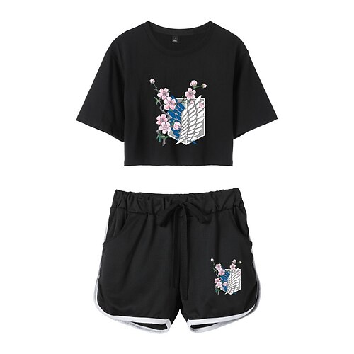 

Inspired by Attack on Titan Wings of Freedom Outfits Crop Top 100% Polyester Anime Harajuku Graphic Shorts For Women's