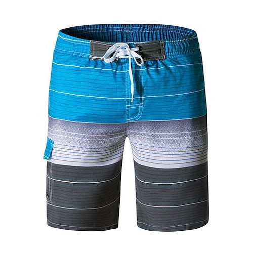 

Men's Swim Shorts Swim Trunks Board Shorts Breathable Quick Dry Lightweight Mesh Lining Drawstring with Pockets - Swimming Surfing Water Sports Stripes Summer