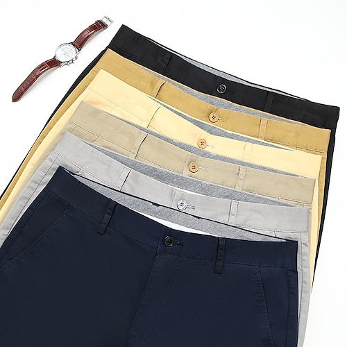 

Men's Stylish Casual / Sporty Chino Shorts Zipper Pocket Short Pants Sports Outdoor Daily Micro-elastic Solid Color Cotton Blend Comfort Breathable Mid Waist Black Gray Light Brown Camel Khaki 33 34