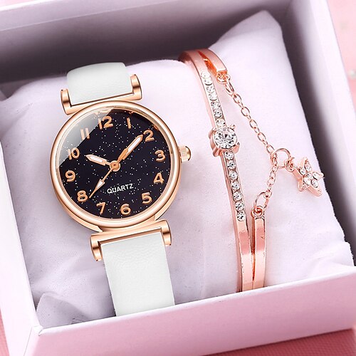 

Quartz Watch for Women Analog Quartz Stylish Elegant Casual Creative With Jewelry Titanium Alloy PU Leather Creative / One Year