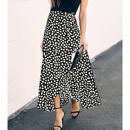

Women's Fashion Skirts Casual / Daily Weekend Polka Dot Split Black M L XL