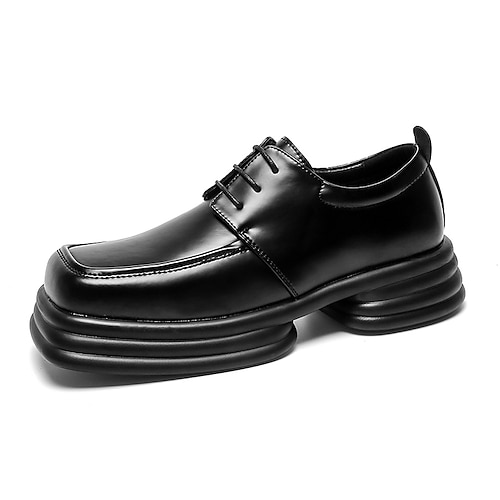 

Men's Oxfords Retro Business Casual Vintage Daily Nappa Leather Black Summer / Square Toe