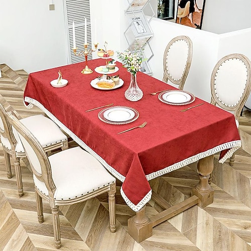 

Rectangle Tablecloth Farmhouse Table Cloth Cotton and Linen Table Cover Patio Outdoor Wedding Restrant for Dining Table, Buffet Parties and Camping