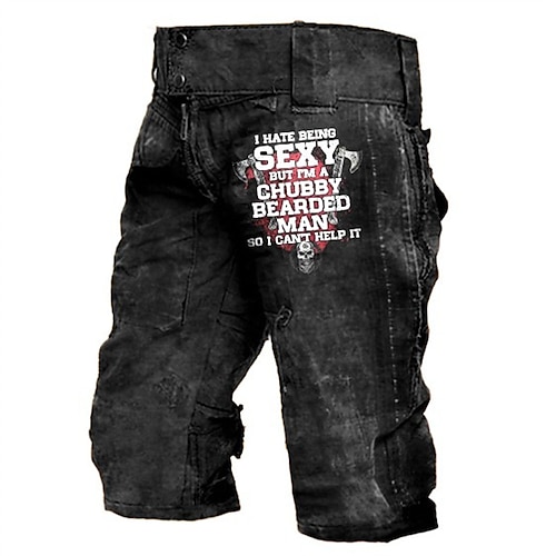 

Herren Cargo Shorts Kurze Hosen Shorts Kurze Hosen Tasche Bedruckt Graphic Buchstabe Komfort Atmungsaktiv Kurz Casual Täglich Modisch Strassenmode Schwarz