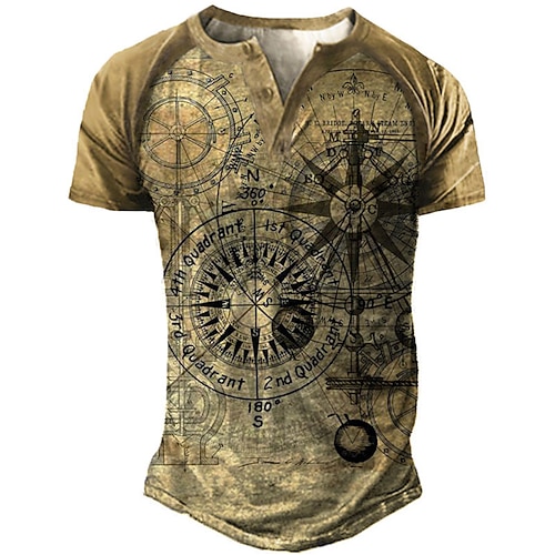 

Per uomo Camicia Henley maglietta Maglietta Raglan Pop art Bussola Henley Verde Cachi Grigio Stampa 3D Strada Informale Manica corta Bottone giù Stampa Abbigliamento Essenziale Di tendenza Classico