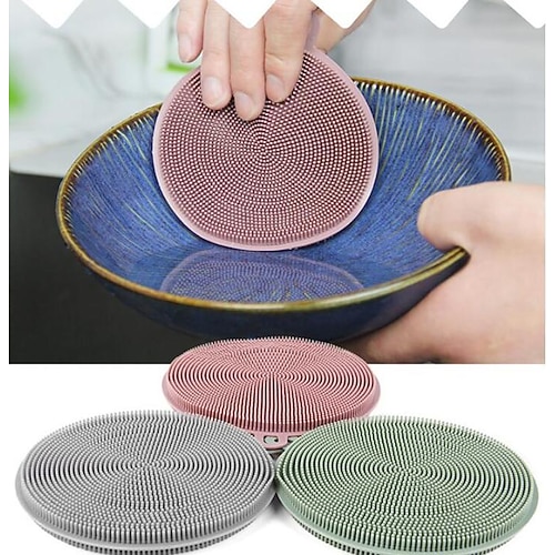 

Round Silicone Pot Scrubbing Dishwashing Brush Strong Household Cleaning Brush Multi-purpose Tableware Dishwashing Brush
