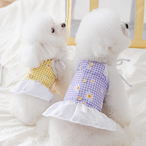 

Dog Cat Vest Plaid / Check Flower / Floral Fashion Cute Sports Casual / Daily Dog Clothes Puppy Clothes Dog Outfits Soft Green Purple Yellow Costume for Girl and Boy Dog Cloth XS S M L XL 2XL