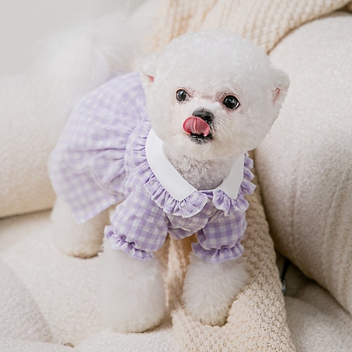 

Dog Cat Rain Coat Plaid / Check Fashion Cute Holiday Casual / Daily Dog Clothes Puppy Clothes Dog Outfits Soft Purple Costume for Girl and Boy Dog Cloth XS S M L XL 2XL