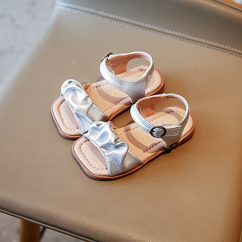 

Girls' Sandals School Shoes Daily Leather Portable Non-slipping Princess Shoes Little Kids(4-7ys) Toddler(2-4ys) Daily Outdoor Indoor Buttons Magic Tape Black Silver Brown Spring Summer