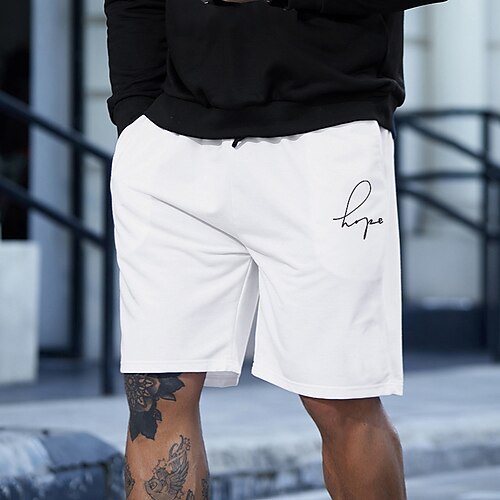 

Men's Stylish Classic Style Active Shorts Elastic Drawstring Design Front Pocket Print Short Pants Sports Outdoor Casual Cartoon Graphic Prints Cotton Blend Comfort Breathable Mid Waist Black / White