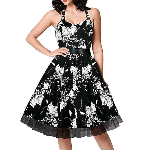 

Women's A Line Dress Short Mini Dress Green White Black Beige Sleeveless Floral Butterfly Lace up Mesh Print Spring Summer Halter Neck Stylish Casual 2022 S M L XL XXL 3XL