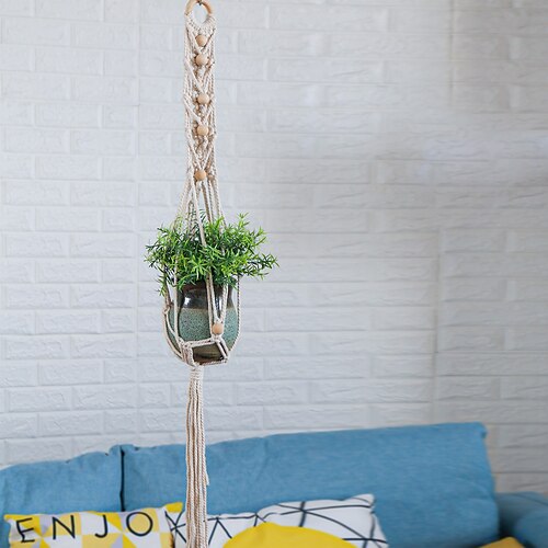 

Plant Bonsai Net Bag Hanging Basket Cotton Rope Woven Home Decoration Ins Style Nordic Decoration