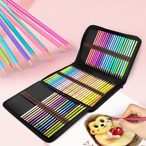 

Colored Pencils 2B Log Pen Holder Oil Colors Water Colors Rainbow Wood Pencils 62 Count for Adult Artists