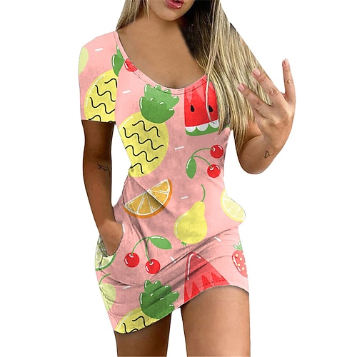 

Women's Sheath Dress Short Mini Dress Green Pink Light Green Army Green Dark Green Short Sleeve Floral Pocket Print Spring Summer Round Neck Casual 2022 S M L XL XXL