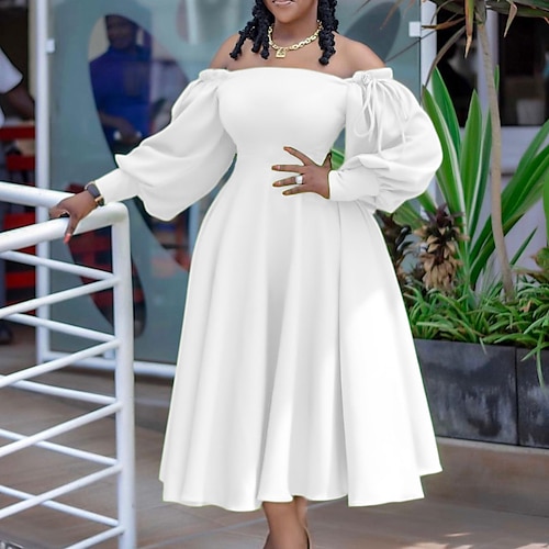 

Women's Long Dress Maxi Dress Yellow Light Green White Long Sleeve Pure Color Ruched Winter Fall Autumn Off Shoulder Winter Dress Fall Dress Slim 2022 S M L XL XXL 3XL