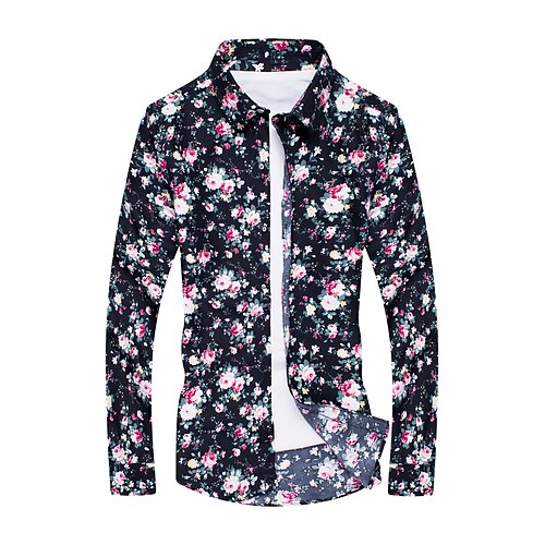 

Men's Shirt Print Graphic Classic Collar Holiday Going out Print Long Sleeve Tops Casual Beach Rainbow