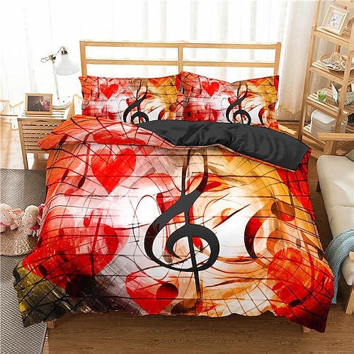 

Music Duvet Cover Set Quilt Bedding Sets Comforter Cover,Queen/King Size/Twin/Single/(Include 1 Duvet Cover, 1 Or 2 Pillowcases Shams),3D Prnted