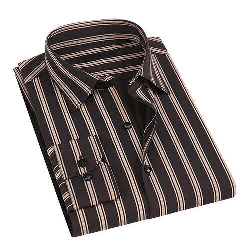 

Men's Shirt Striped Turndown Street Casual Button-Down Long Sleeve Tops Casual Fashion Breathable Comfortable Black Light Blue