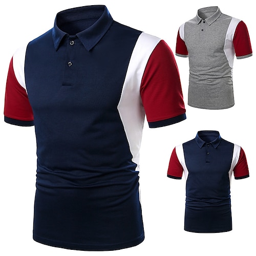 

Men's Golf Shirt Tennis Shirt Breathable Quick Dry Lightweight Short Sleeve T Shirt Top Regular Fit Basic Patchwork Autumn / Fall Summer Tennis Golf Running / Micro-elastic