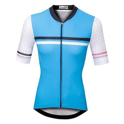 

21Grams Women's Short Sleeve Cycling Jersey Summer Spandex Blue Stripes Bike Top Mountain Bike MTB Road Bike Cycling Quick Dry Moisture Wicking Sports Clothing Apparel / Athleisure