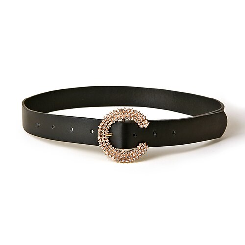 

Women's PU Buckle Belt PU Leather Metal Bucke Geometric Glitter Shine Classic Party Wedding Black