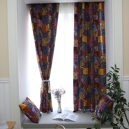 

1 Panel Home Curtain Drapes Cotton Linen Semi-Blackout Room Darkening Ruffle Farmhouse Window Treatments Living Room Bedroom Nursery