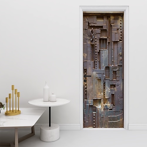 

77/90200cm Simulation Door Sticker Bedroom Living Room Door Renovation Pvc Wall Sticker Wall Sticker Living Room Bedroom Wall Removable Watercolor Sticker